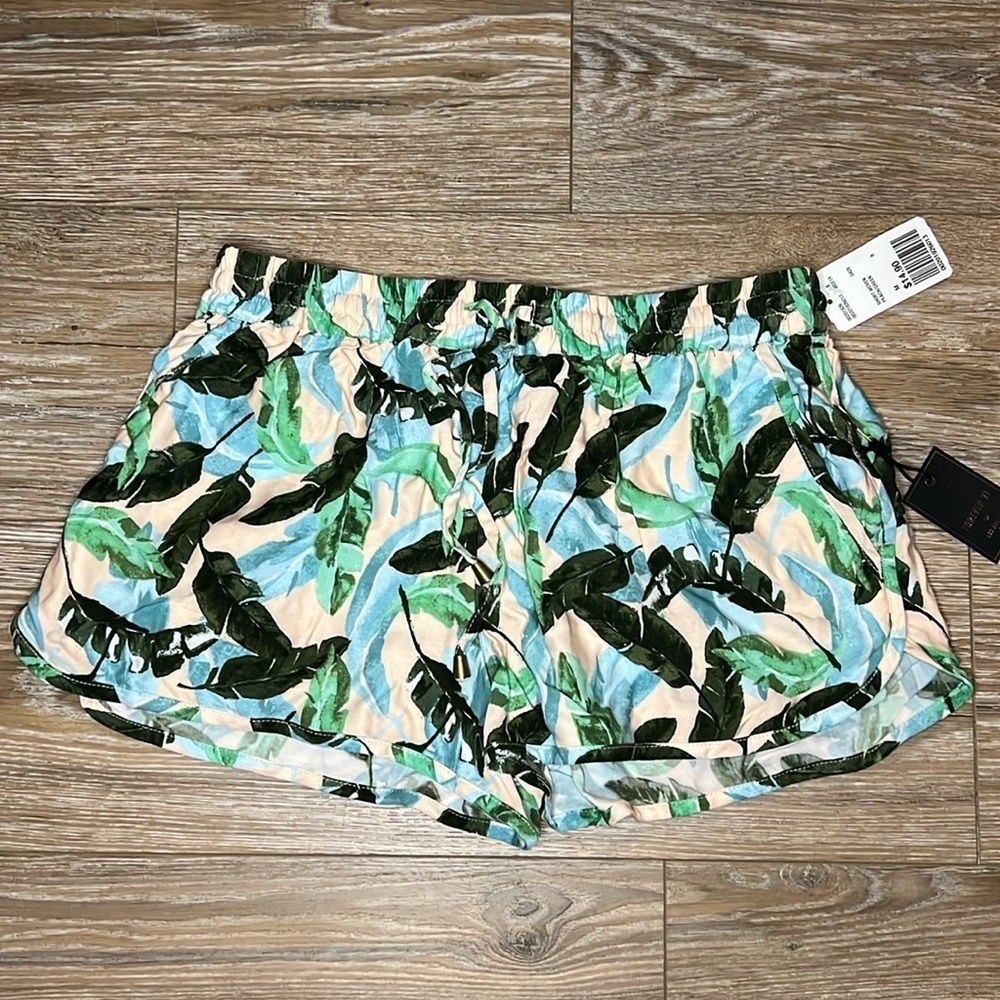 Forever 21 peach and green leave shorts, size medium